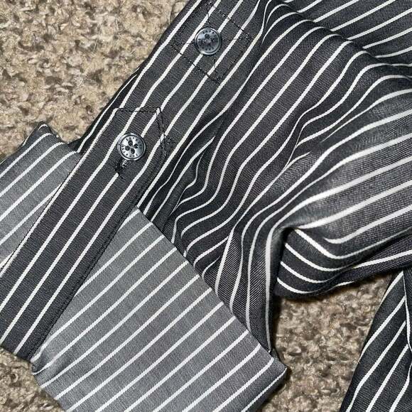 Express Black & White Striped Long Sleeve Button Up Shirt - Picture 3 of 3
